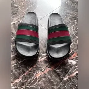 Gucci Red & Green Slides Women’s Fit a Size 8-9 Men’s Size 6 Gucci Red and Green Web Criss Cross Women main image 3